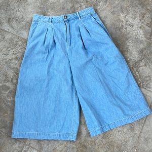 Anthropologie Light Blue Mina Wide Leg Denim Culottes / Gauchos 29